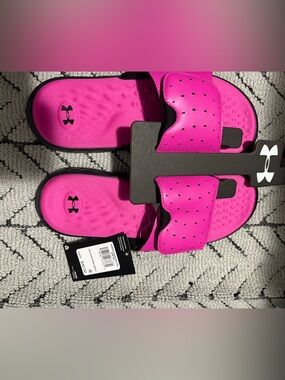 Under Armour Slide Sandals in Hot Pink and Black